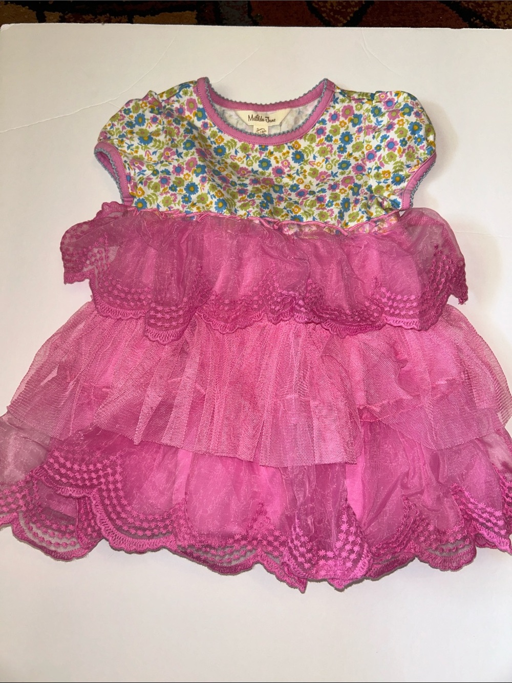 Matilda Jane Pink Floral Tiered Tulle Dress